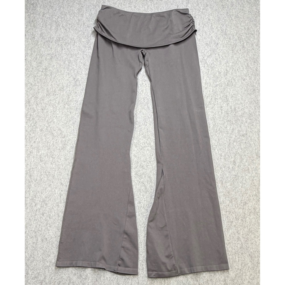 OQQ Yoga Pants Women XL Gray Athleisure Y2K Flare Leg Foldover Waistband Casual